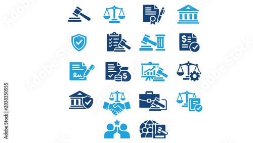 Legal Governance and Compliance Minimal Glyph Icon Set for Corporate Systems