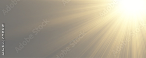 Schilderij op canvas Minimalist warm sun rays from the right side through a misty haze on a neutral