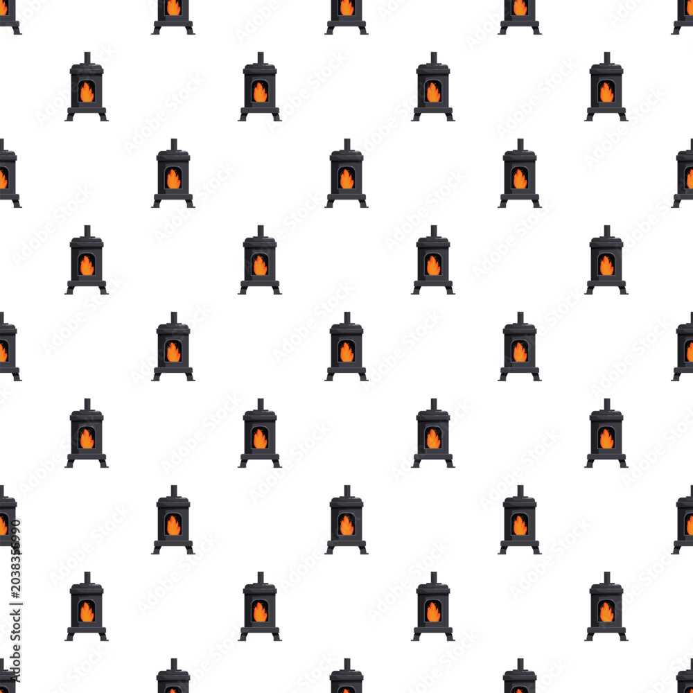 Fototapeta premium Wood burning stove appliances providing winter heat seamless pattern