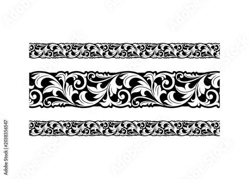 Slika na platnu floral border ornament, seamless border vector template, laser cut template, wed
