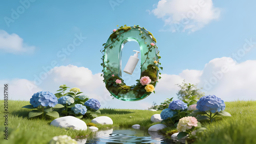 Green oval ornament with blue gem