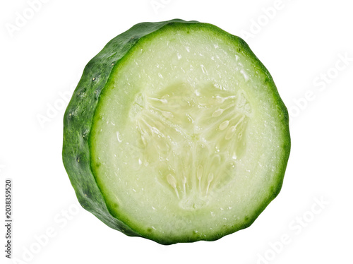 Canvas Print Fresh Cucumber Slice Cross Section Isolated on Transparent Background