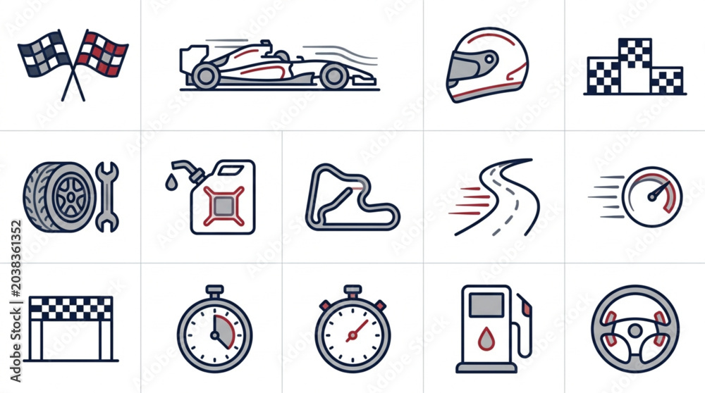 Obraz premium Motorsport and Racing Icons Set