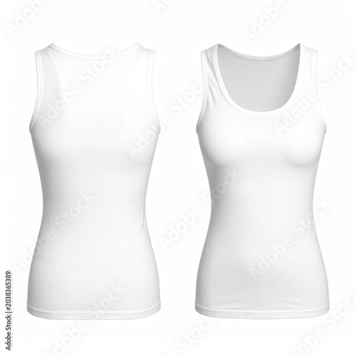 Front/back view of a white, form-fitting tank top