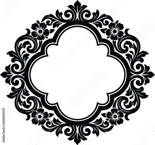 Collection of four elaborate vintage floral frames and gothic technique embellishing ornamental border layout elements for web.