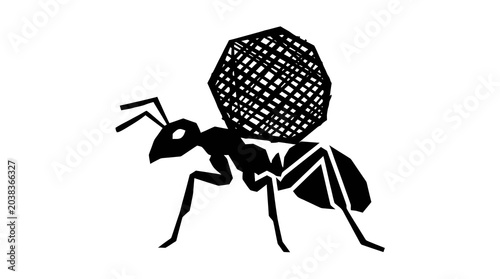 Ant Carrying Heavy Load Vector Illustration
