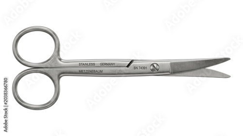 Stainless steel metzene baum scissors isolated on transparent background