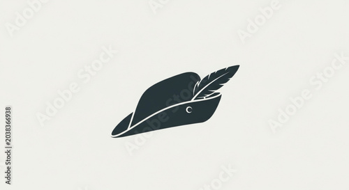 Foto Robin Hood Hat with Feather Dark Teal Minimalist Silhouette Logo Icon