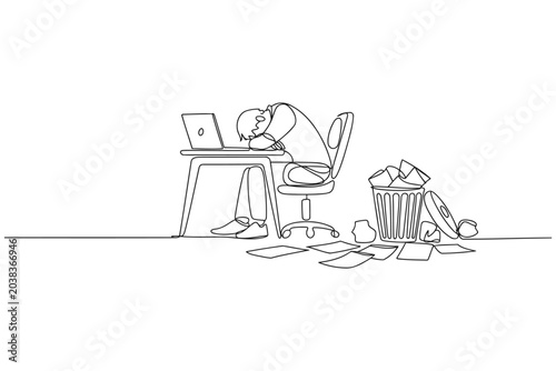 Stressed worker suffering from workplace burnout and fatigue with employee workplace exhaustion overwhelmed pressure deadline business professional unproductive depression frustration