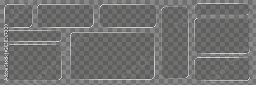 Foto Glassmorphism user interface elements set with transparent liquid glass shapes