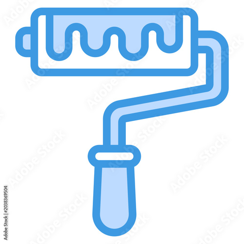 Blue paint roller tool icon for home improvement perfect for construction supply or hardwarerelated projects. Ideal for wall coating tasks.