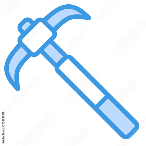 Blue metal hand pickaxe icon for construction industry graphics. Perfect for presentations, websites, infographics, and educational materials on construction.