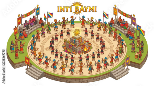 People gather around a communal feast with food offerings in a vibrant cultural celebration.
