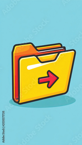 Yellow File Folder with Arrow.