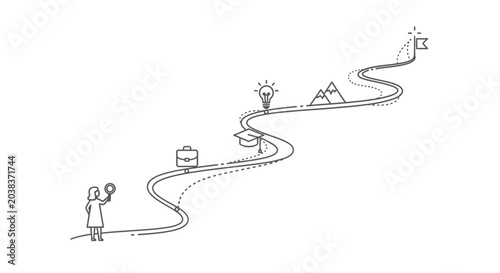 Person Walking on Winding Path.