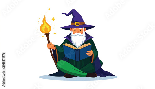 Wizard with a long white beard.