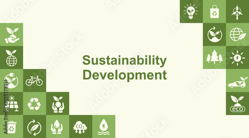 ESG Sustainability Business Template, Global Green Industry, Renewable Energy, Net Zero Carbon Concept Vector Illustration