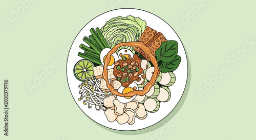 Quadro su tela Gado-Gado Indonesian Salad Illustration