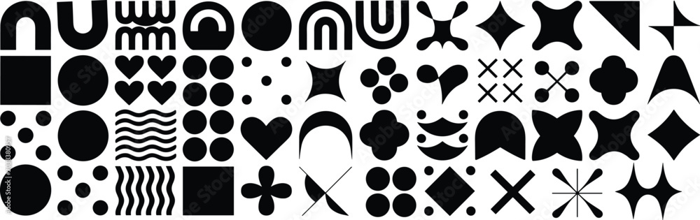 Fototapeta premium Collection of Black Geometric Shapes and Symbols vector