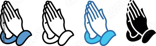 Schilderij op canvas Praying hands vector icon set showing folded hands in gesture of prayer, faith,