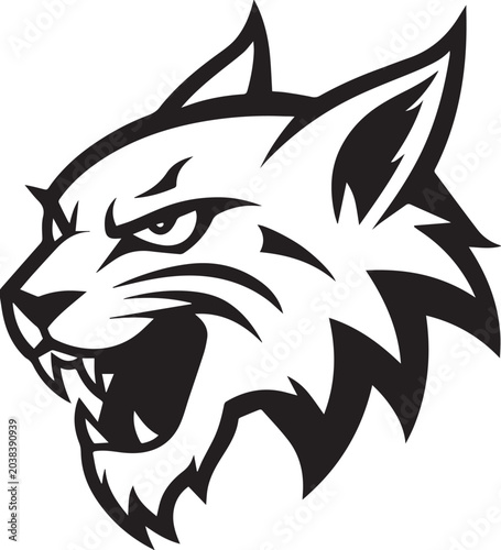 Wildcat Head Mascot Angry Bobcat Vector Silhouette Illustration