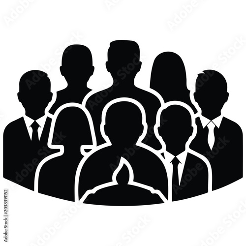 Fotografie Commemoration vigil group silhouette vector with candle flame and people line art design