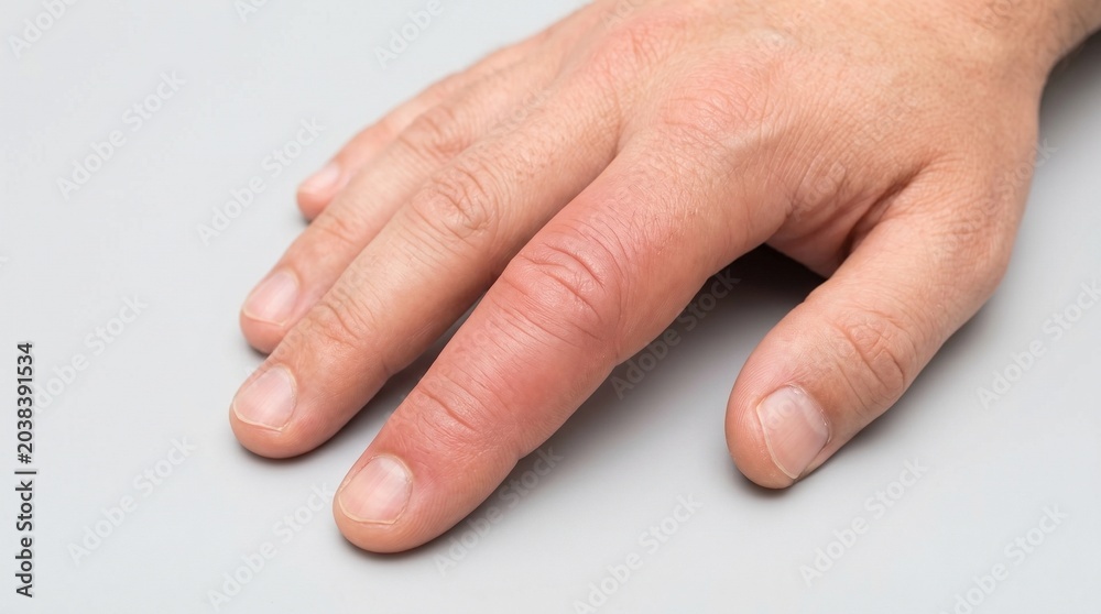 Fototapeta premium Hand With Painful Finger Swelling and Inflammatory Disease