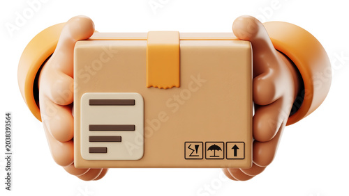 Canvastavla 3D Package Delivery Box Held in Hands Shipping and Logistics Concept