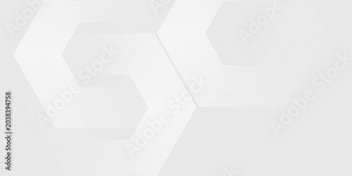Hexagon abstract white gray wave light technology texture background. Abstract big data digital modern