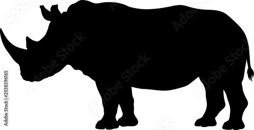 Foto Rhinoceros Silhouette Illustration Featuring Powerful Wildlife Animal Profile wi