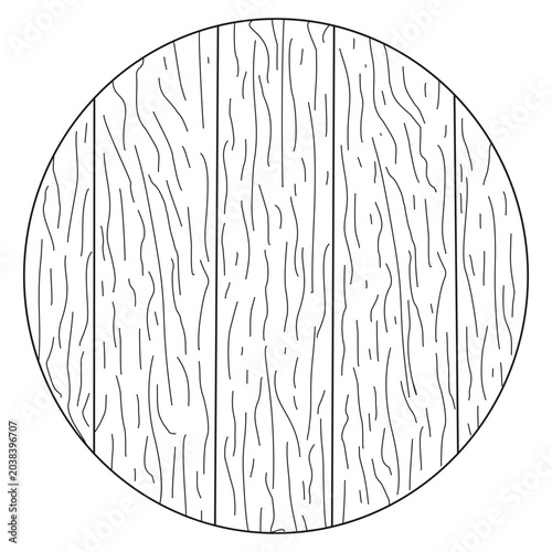 Hand Drawn Round Wood Grain Texture Circular Timber Plank Line Art