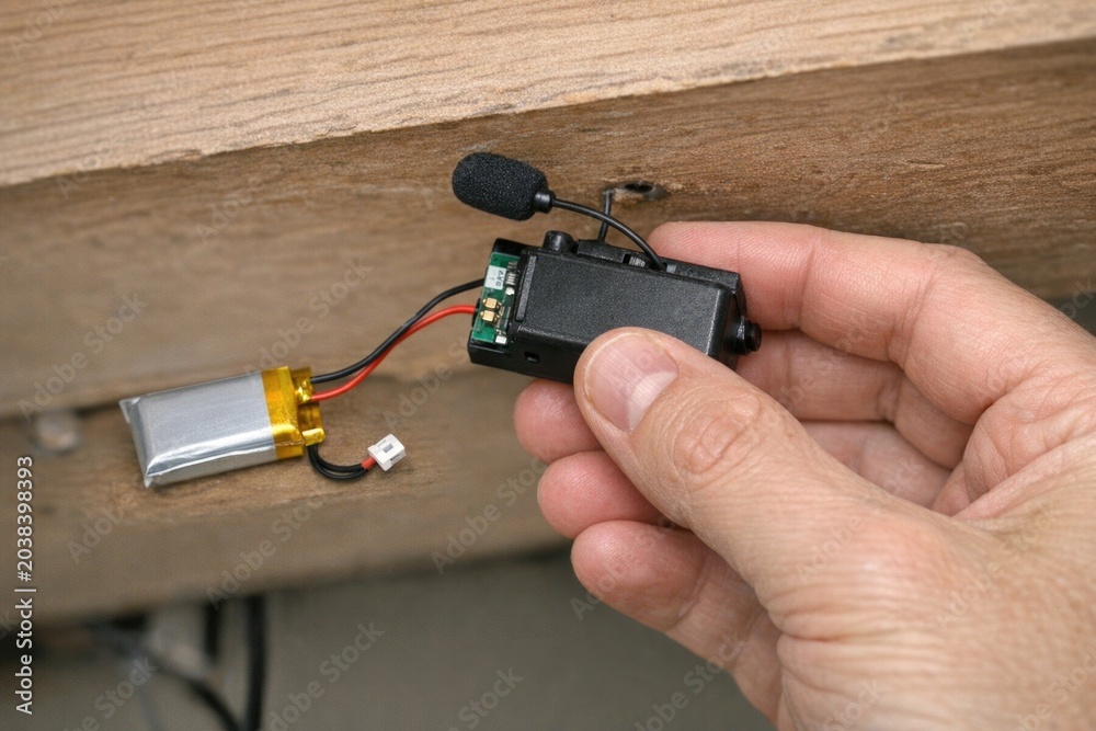 Fototapeta premium A person holding a small electronic device, possibly a smartphone or tablet