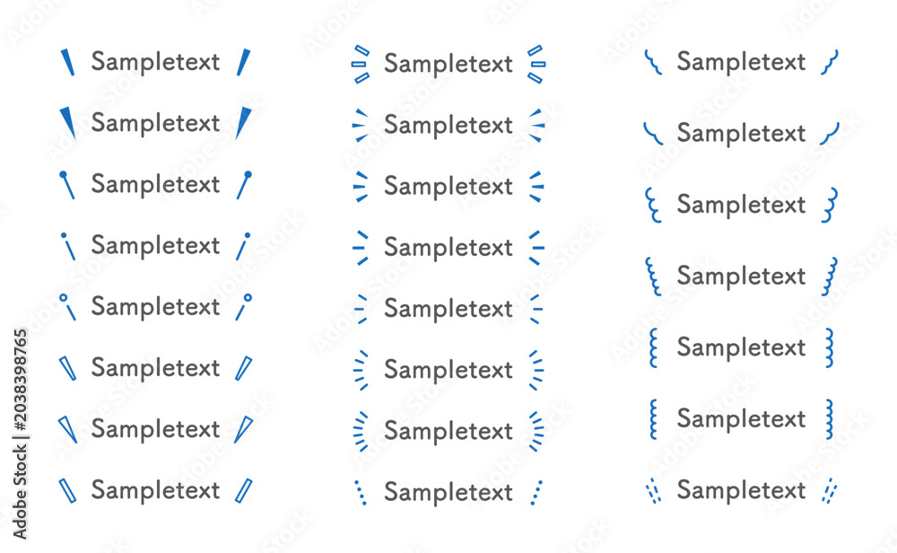 Fototapeta premium テキストを強調する注目マーク 視線誘導 青色（Attention marks for text emphasis and guiding sight）