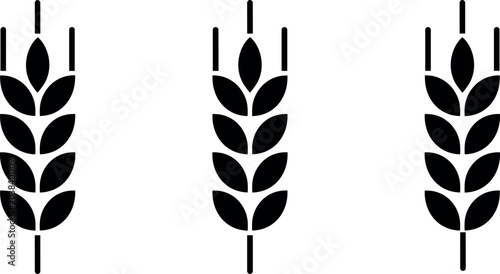 Foto Black wheat ears silhouette icons set for organic agriculture bread bakery logo
