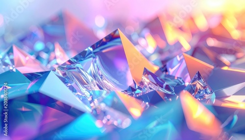An abstract landscape composed of shimmering, multifaceted crystalline structures.