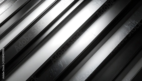 Abstract metallic surface with diagonal lines and reflections.