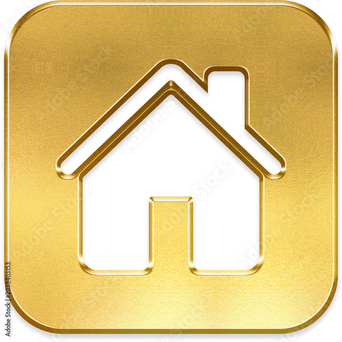 Home gold metallic square icon house main dashboard residence