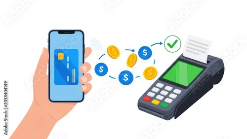 Person using mobile payment app to transfer money to a point of sale terminal