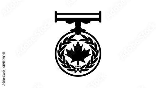 Cuadro en lienzo Medal of Bravery, black isolated vector silhouette