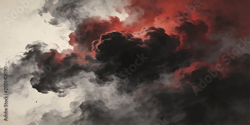 Bild auf Leinwand A dramatic time lapse of a stormy nature sky where fire and smoke mix with red a