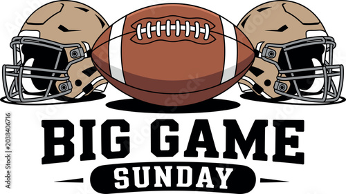 Fotografía American football big game Sunday vector typography design illustration with bro