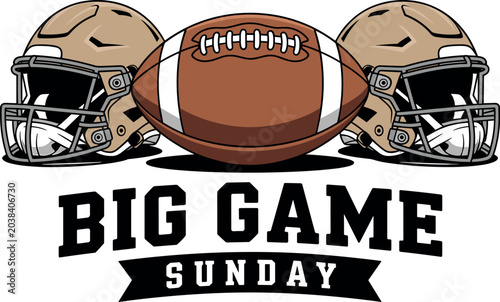 Valokuva American football big game Sunday vector typography design illustration with bro