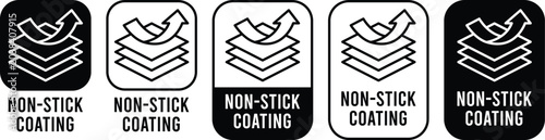Fotografie Non Stick Coating Icon Set for Cookware Packaging and Kitchen Product Labels