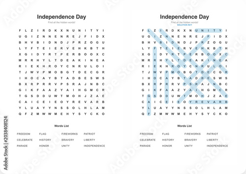 Educational Word Search: Celebrate Independence Day