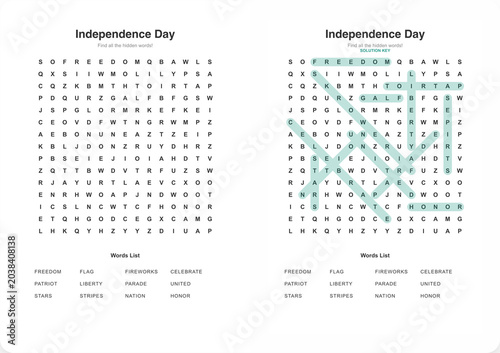 Independence Day Word Search Puzzle for Kids