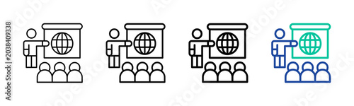Global Training Icon Collection Different Style Outline