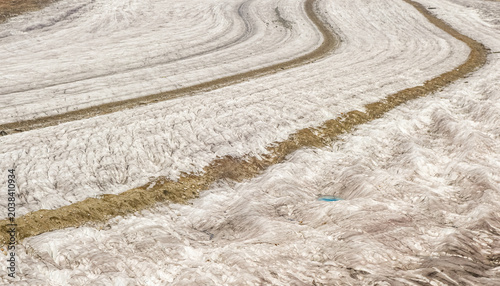 Εκτύπωση καμβά Aletsch glacier surface showing moraine and meltwater pond