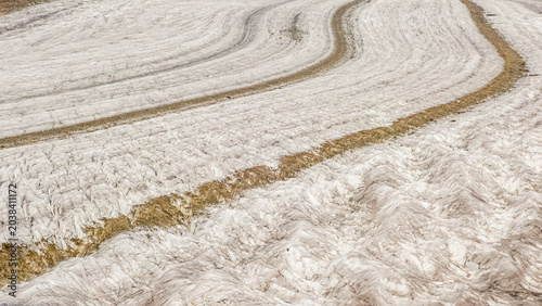 Tableau sur toile Aletsch glacier surface showing melting ice structure and moraine lines