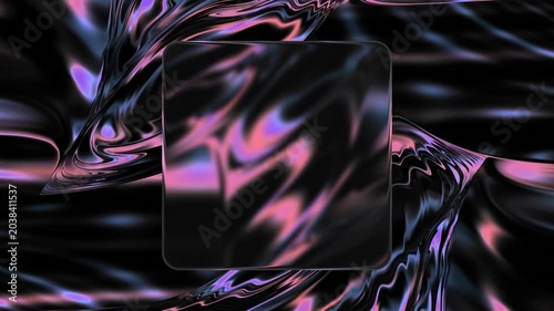 Abstract animated metallic liquid background with glass effect
