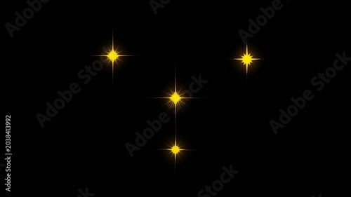 Twinkling Stars Animation with Golden Sparkle Lights, Festive Holiday Night Sky, Retro Vector Doodles, Glow Explosion Effects, Blinking Cartoon Shine on Black Background Loop